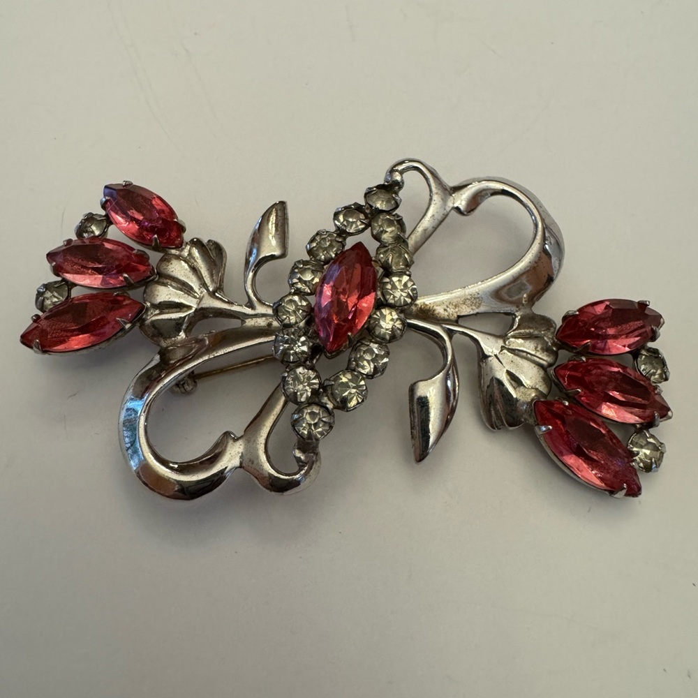 Vintage Sterling Rhinestone Brooch